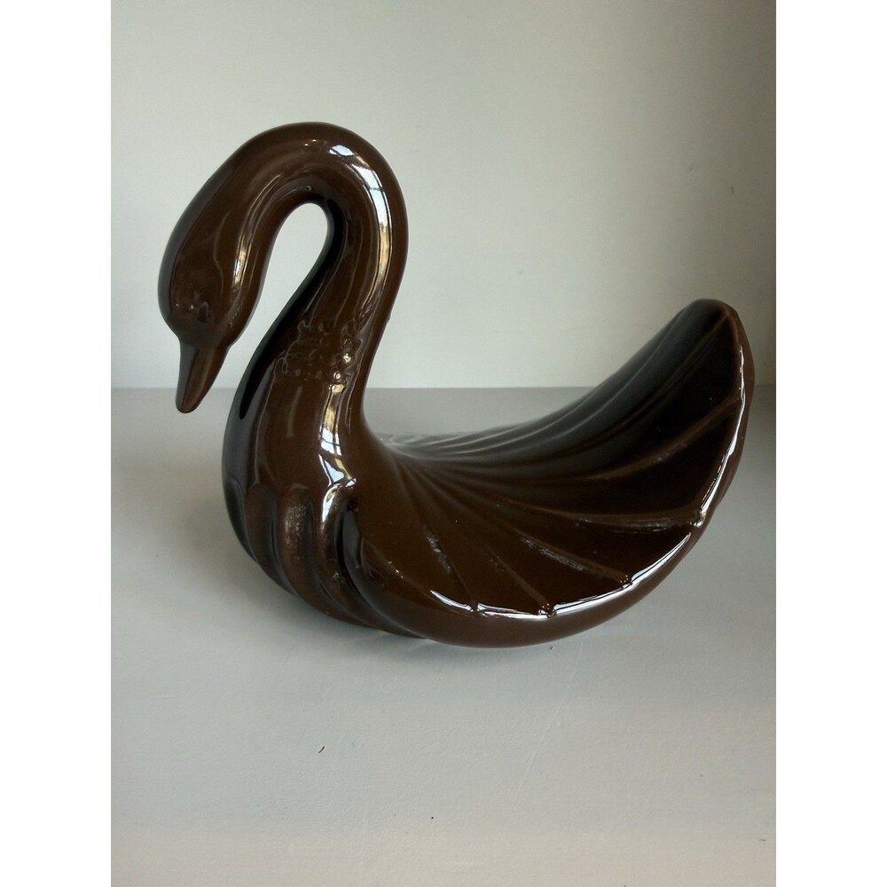 Vintage Brown Swan Hand Towel Holder 1980’s Art Deco Bathroom Vanity Decor